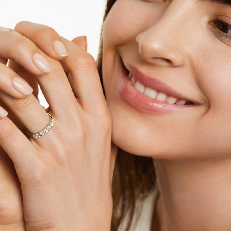 Seven Stone Low Dome Basket Anniversary Ring With 0.5 CTW Lab-Grown Diamonds In 14K Yellow Gold (2.40mm) - Image 4