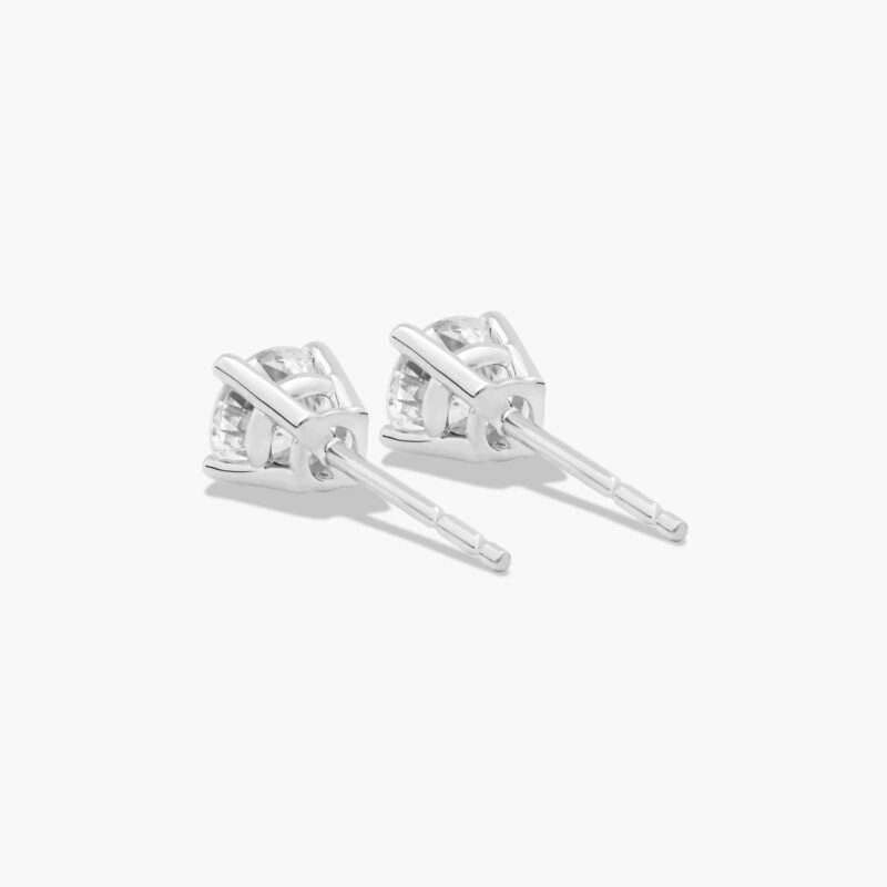 Four Prong 0.75 CTW Round Diamond Stud Earrings In 14K White Gold - Image 3