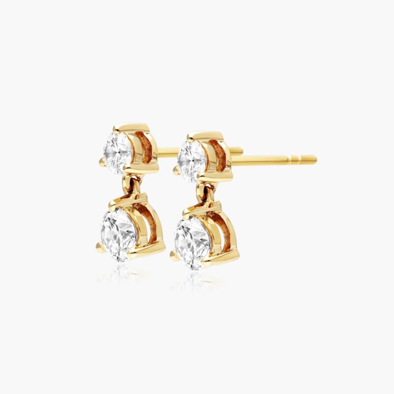 Drop Lab-Grown Diamond Stud Earrings In 14K Yellow Gold - Image 3