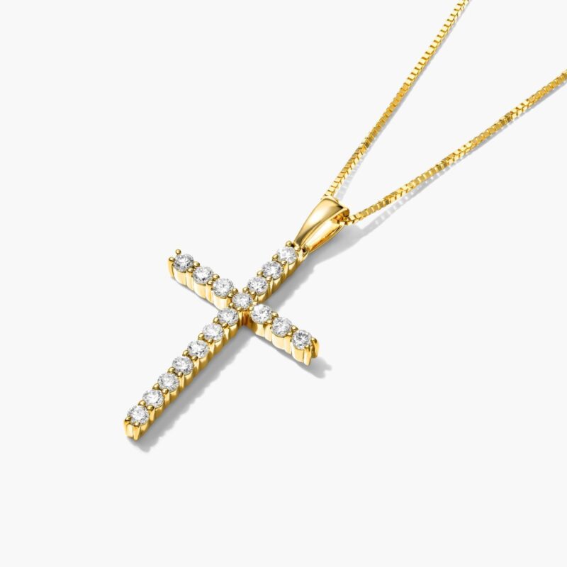Lab-Grown Diamond Cross Pendant In 14K Yellow Gold - Image 3
