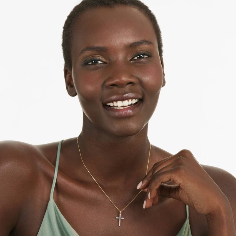 Lab-Grown Diamond Cross Pendant In 14K Yellow Gold - Image 5