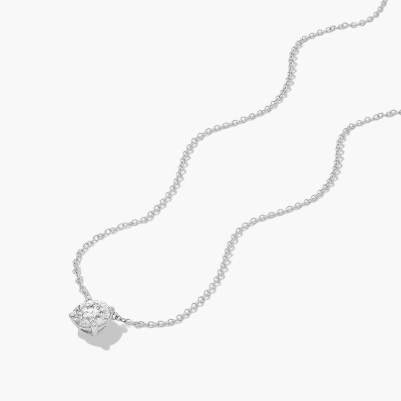 14K White Gold Four Prong Basket Solitaire Lab-Grown Diamond Pendant (1.00 CTW - F-G / VS2-SI1) - Image 3
