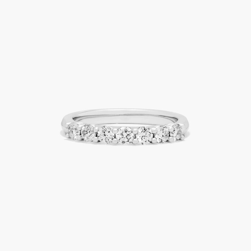 Seven Stone Low Dome Basket Anniversary Ring With 0.75 CTW Lab-Grown Diamonds In 14K White Gold (2.00mm)