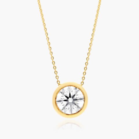 14K Yellow Gold Bezel Lab-Grown Diamond Pendant (1.00 CTW - F-G / VS2-SI1)