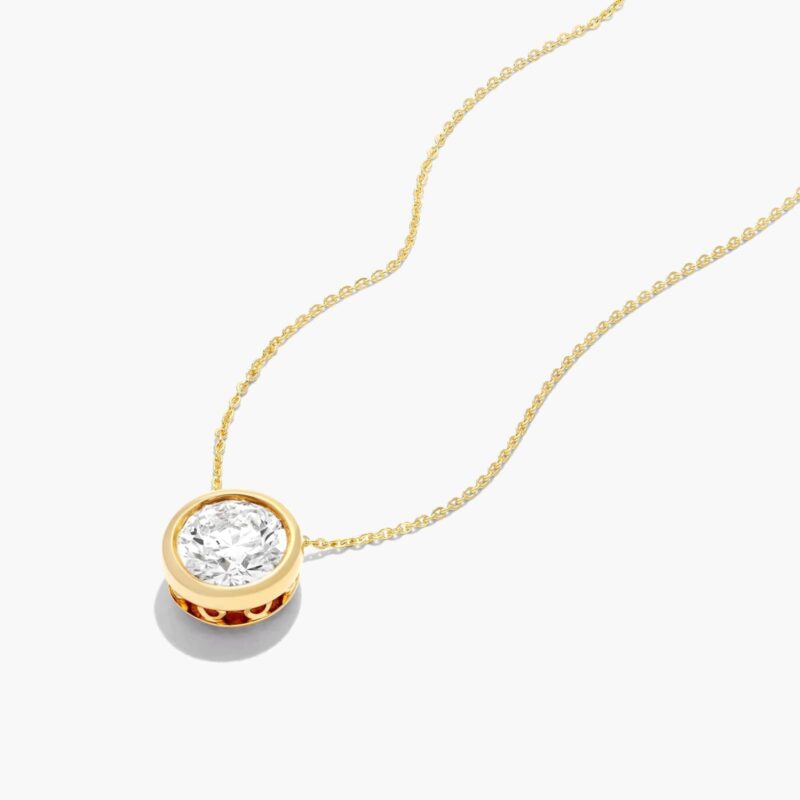 14K Yellow Gold Bezel Lab-Grown Diamond Pendant (1.00 CTW - F-G / VS2-SI1) - Image 4