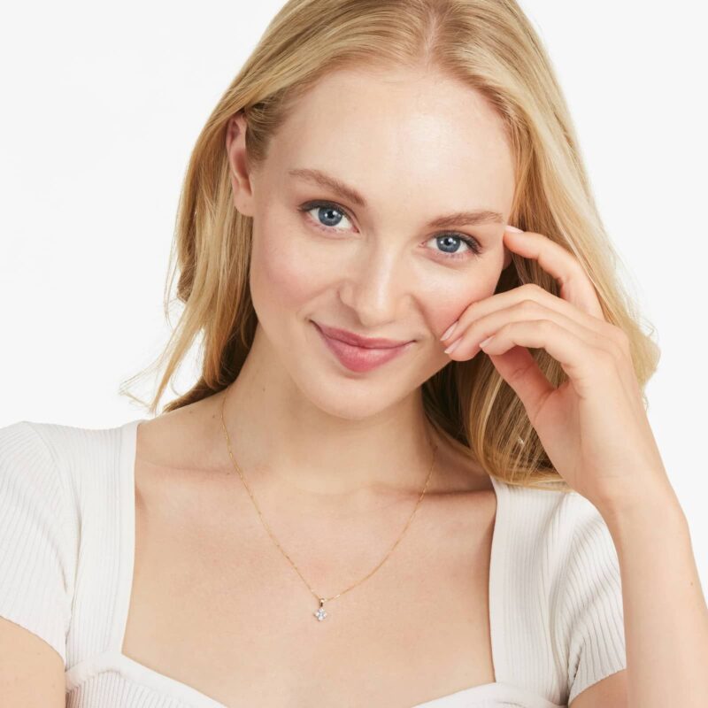 Blossom Lab-Grown Diamond Pendant In 14K Yellow Gold - Image 6