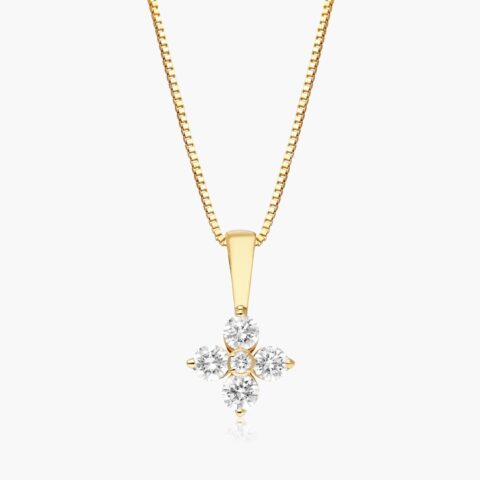 Blossom Lab-Grown Diamond Pendant In 14K Yellow Gold