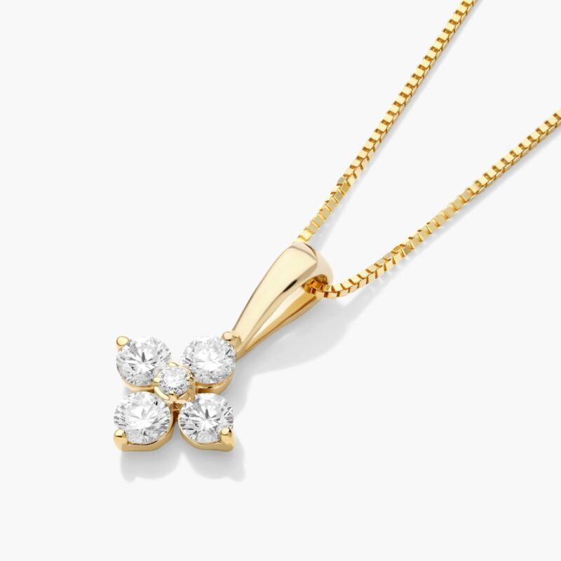 Blossom Lab-Grown Diamond Pendant In 14K Yellow Gold - Image 4