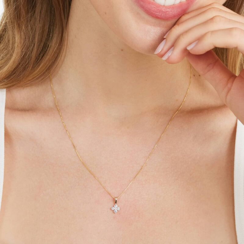 Blossom Lab-Grown Diamond Pendant In 14K Yellow Gold - Image 5