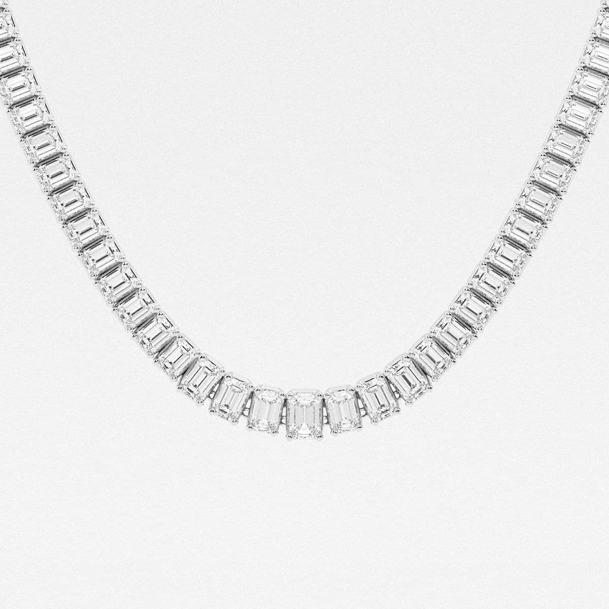 24 ctw Emerald Lab Grown Diamond Graduated Tennis Necklace - Image 4