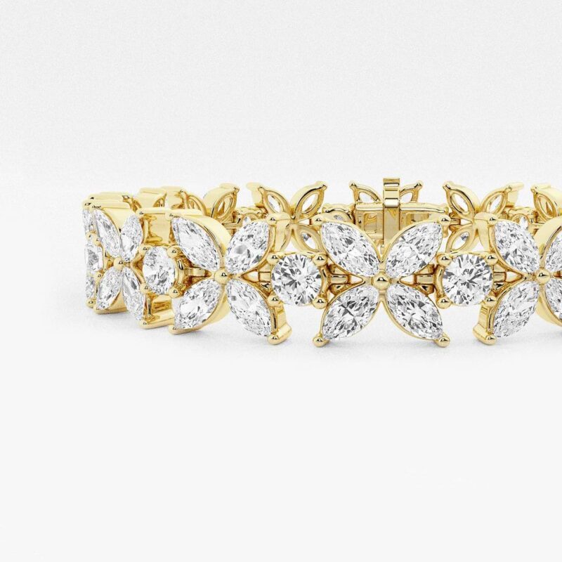 17 7/8 ctw Marquise Lab Grown Diamond Flower Fashion Bracelet - 7 Inches - Image 2
