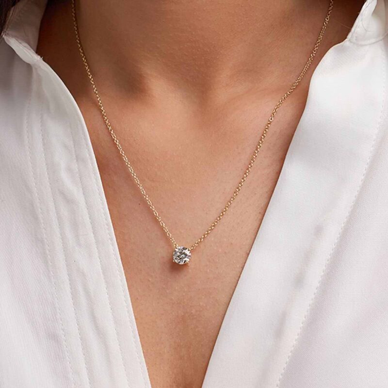 2 ctw Round Lab Grown Diamond Solitaire Pendant - Image 3
