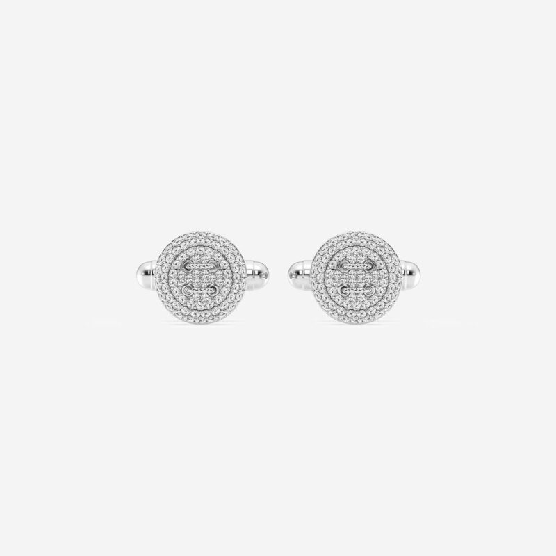 1 1/8 ctw Round Lab Grown Diamond Button Style Cufflinks