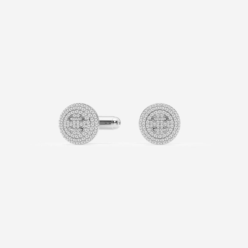 1 1/8 ctw Round Lab Grown Diamond Button Style Cufflinks - Image 2