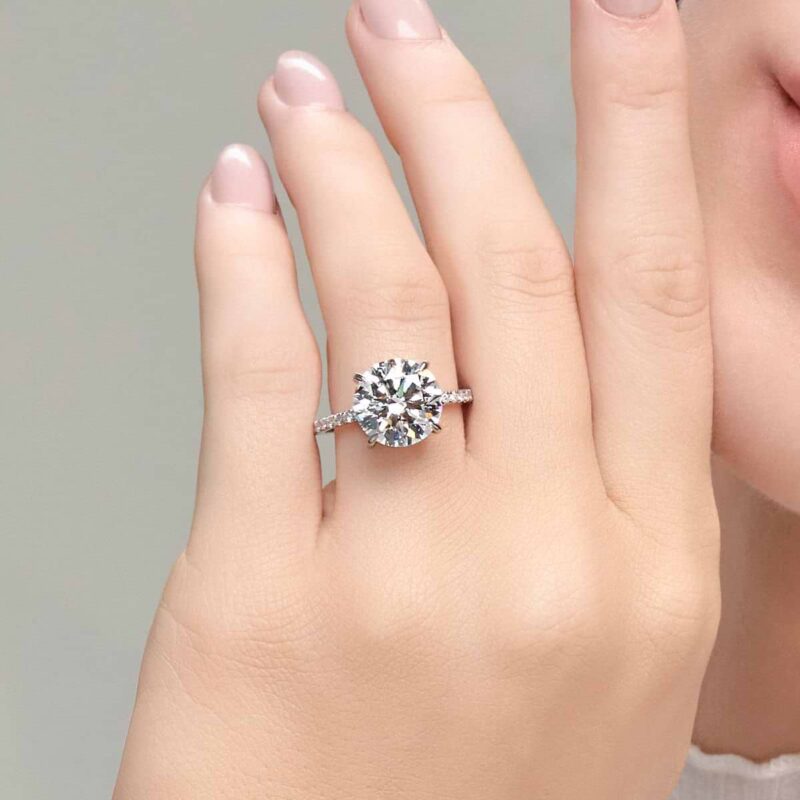 Myra 5 2/5 ctw Round Lab Grown Diamond Hidden Halo Engagement Ring - Image 3